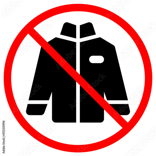 No Jacket Symbol in Red Circle Warning Sign for Prohibited Clothing