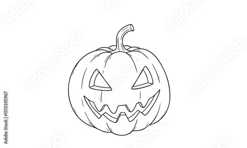 Halloween Pumpkin with Carved Face Drawing