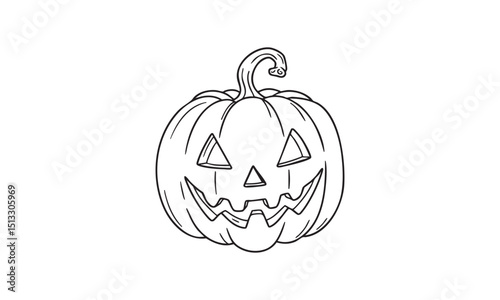 Jack-o'-Lantern Pumpkin with Scary Expression