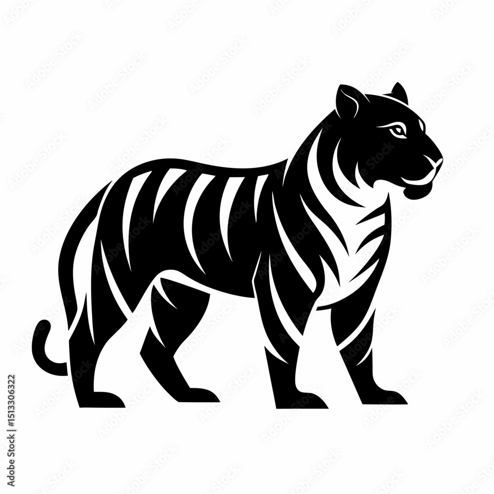 Naklejka premium tiger silhouette on white background