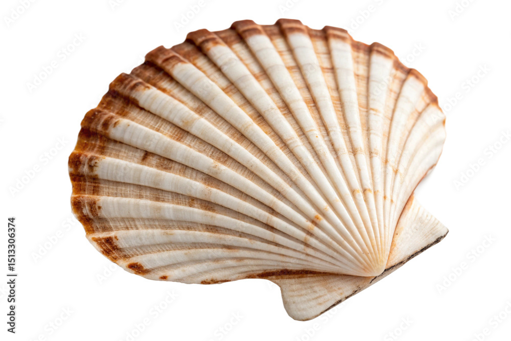 White elegant sea jacobean scallop shel isolated on transparent background
White elegant sea jacobean scallop shel isolated on transparent background