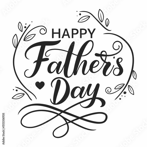Father's Day Handwritten Illustration with Decorative Elements