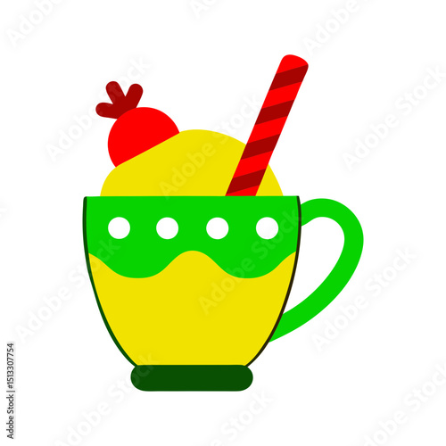 cup eggnog cinnamon stick vector art Illustration