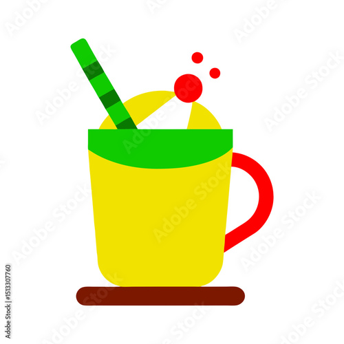 cup eggnog cinnamon stick vector art Illustration