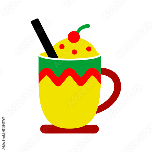 cup eggnog cinnamon stick vector art Illustration