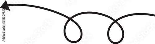Arrow icon. Hand drawn black line doodle arrow, curve arrow vector. Sketch curved dashed arrows design isolated on transparent background. Direction shape for web and app.