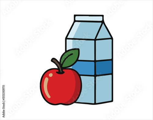 Vector illustrations apple juice and apple