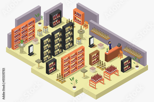 Wine Market Isometric