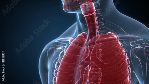 animation of smoking anatomy for lung cancer risks, Smoking effect to lungs anatomy