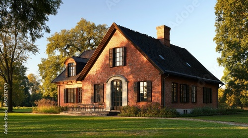 Wallpaper Mural Brick House in Autumn Sunlight Torontodigital.ca