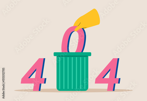 Hand people and 404 Error Concept. Colorful vector illustration