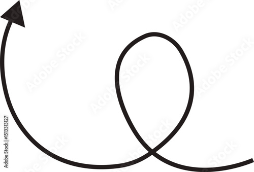 Arrow icon. Hand drawn black line doodle arrow, curve arrow vector. Sketch curved dashed arrows design isolated on transparent background. Direction shape for web and app.