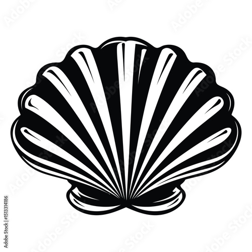 Clam shell silhouette of simple minimal vector