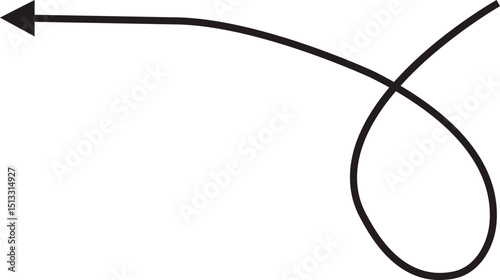 Arrow icon. Hand drawn black line doodle arrow, curve arrow vector. Sketch curved dashed arrows design isolated on transparent background. Direction shape for web and app.