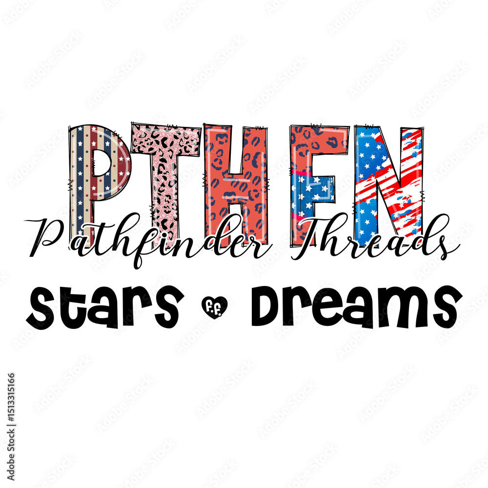 Fototapeta premium Patriotic Pathfinder Threads Stars & Dreams Graphic Design