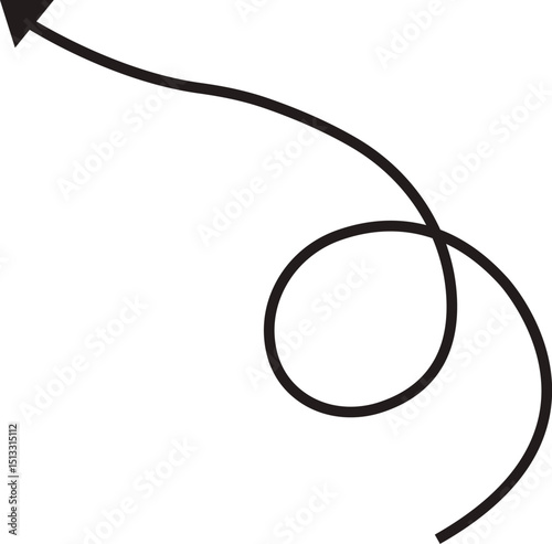 Arrow icon. Hand drawn black line doodle arrow, curve arrow vector. Sketch curved dashed arrows design isolated on transparent background. Direction shape for web and app.