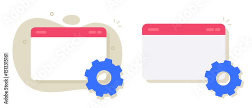 Web site configuration system data icon flat vector, website development api settings graphic illustration set, online internet application customization cog wheel image clip art
