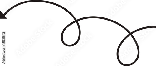 Arrow icon. Hand drawn black line doodle arrow, curve arrow vector. Sketch curved dashed arrows design isolated on transparent background. Direction shape for web and app.