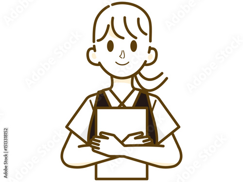 制服を着た女性（半袖・書類）