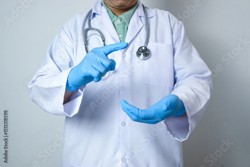 Medical worker touch virtual Medical science and biotechnology.Doctor touch on virtual interface with analysis chromosome DNA genetic of human