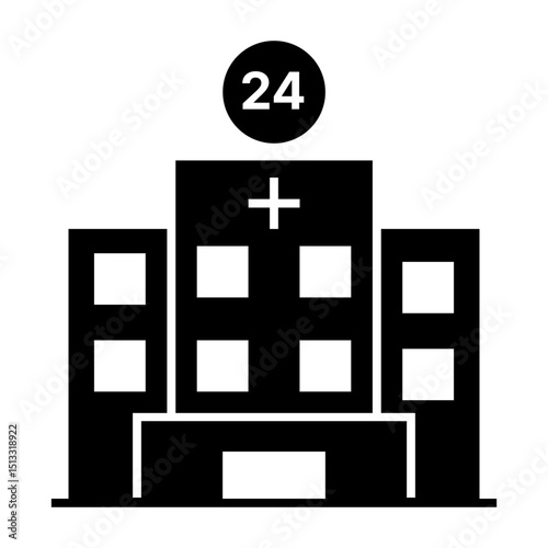 24 hours hospital glyph icon