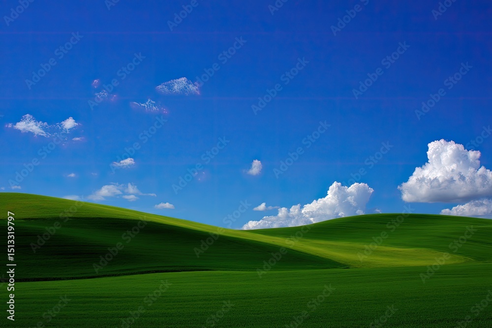 Serene Green Hills Under a Bright Azure Sky Serene Green Hills Under a Bright Azure Sky