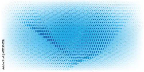 Halftone faded gradient texture. Grunge halftone grit background. White and blue sand noise wallpaper. Retro pixilated vector backdrop