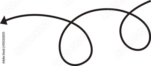 Arrow icon. Hand drawn black line doodle arrow, curve arrow vector. Sketch curved dashed arrows design isolated on transparent background. Direction shape for web and app.