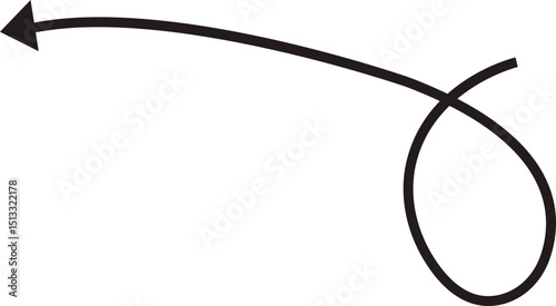 Arrow icon. Hand drawn black line doodle arrow, curve arrow vector. Sketch curved dashed arrows design isolated on transparent background. Direction shape for web and app.