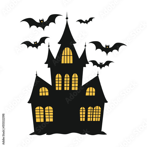 Spooky halloween castle bats night scary haunted house