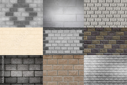 Set of Different Brick Wall Background