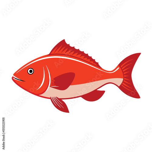  Adorable cartoon fish black white orange fin.