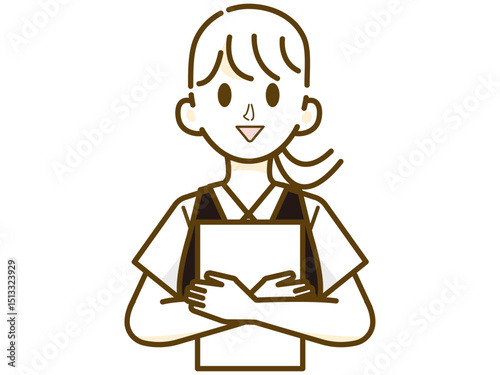 制服を着た女性（半袖・書類）