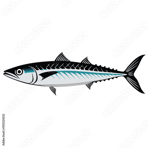 Atlantic Mackerel saltwater fish vector black color silhouette