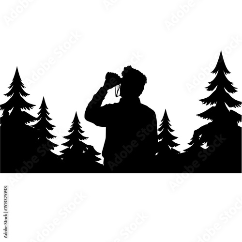 Hiker forest ranger or tourist vector design silhouette