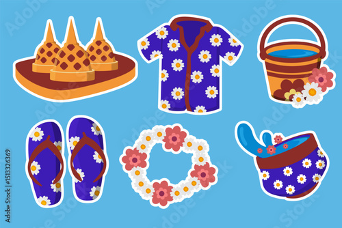 Set of songkran sticker collection 