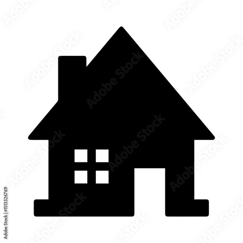 House Icon Silhouette – Home or Building Symbol Vector Illustration

