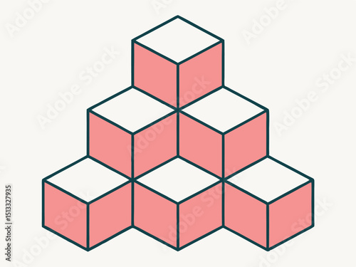 Abstract pink cubes geometric design pattern