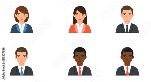 Diverse Group of Business Professionals Avatar Portraits