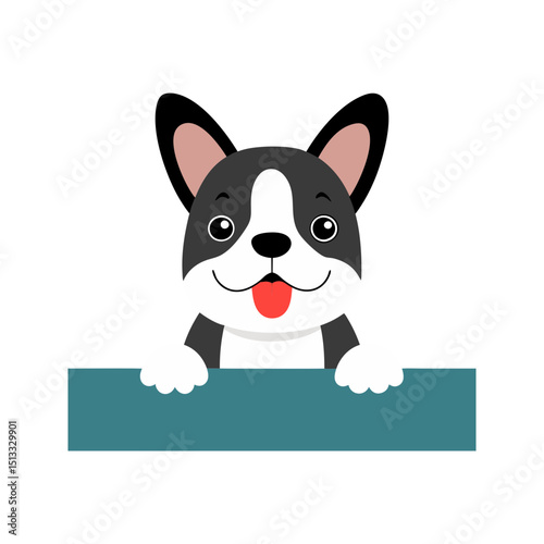 cute french bulldog puppy paws up over wall  dog 