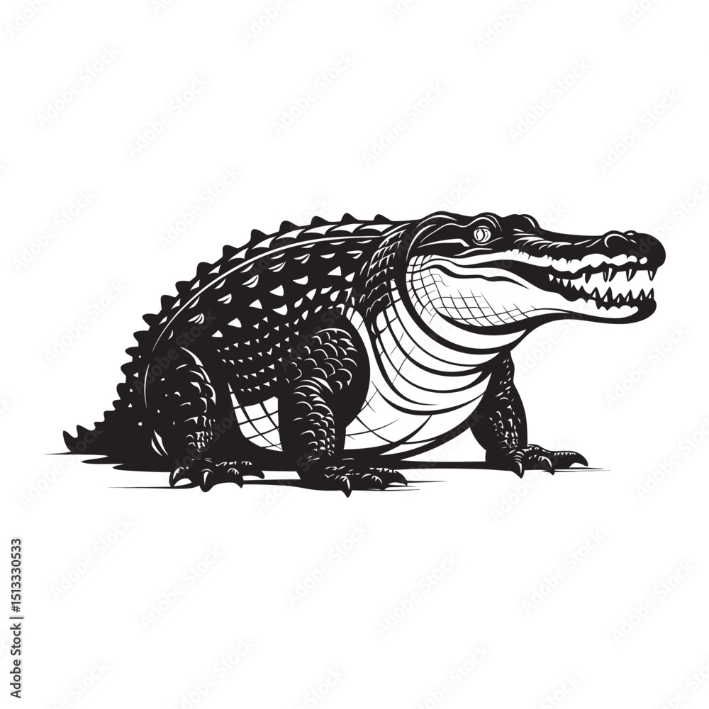 Fototapeta premium Crocodile silhouette clipart on a white background