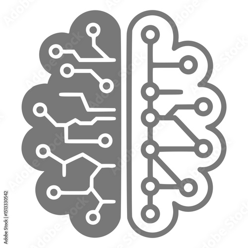 Artificial intelligence brain icon isolated on transparent background
