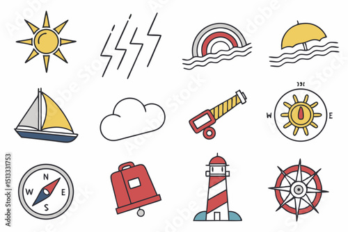 travel icons set