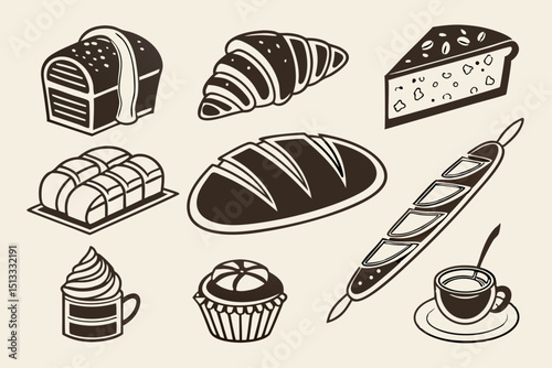 set of bakery products