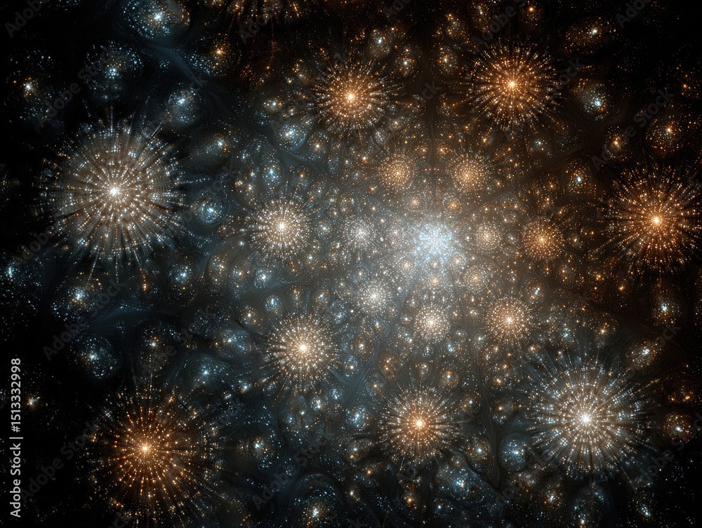 Fototapeta premium Radial constellation-style pattern of softly faded stars, arranged concentrically in ripple-like formations for a serene patriotic visual tone
