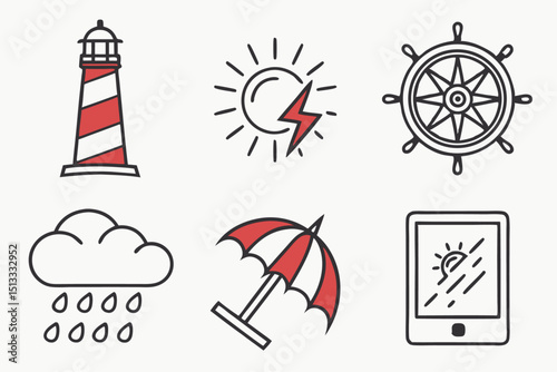 nautical icons set
