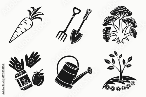 gardening icons set