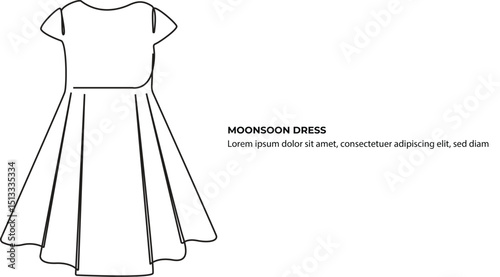 monsoon day concept dress continuous one line drawing, Vector Illustration.