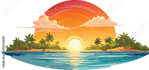 vector illustration of a tropical island