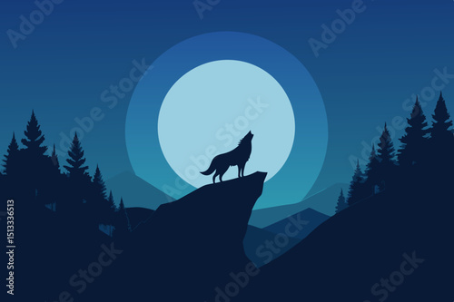 wolf howling in the night